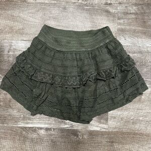 Aerie Green Ruffle Mini Skirt Size Medium